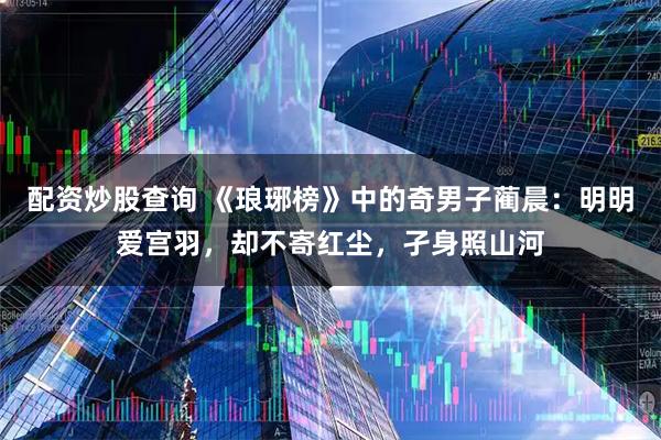 配资炒股查询 《琅琊榜》中的奇男子蔺晨：明明爱宫羽，却不寄红尘，孑身照山河