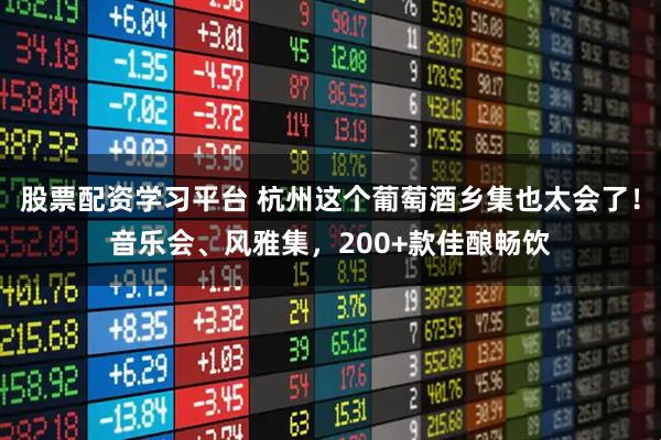 股票配资学习平台 杭州这个葡萄酒乡集也太会了！音乐会、风雅集，200+款佳酿畅饮